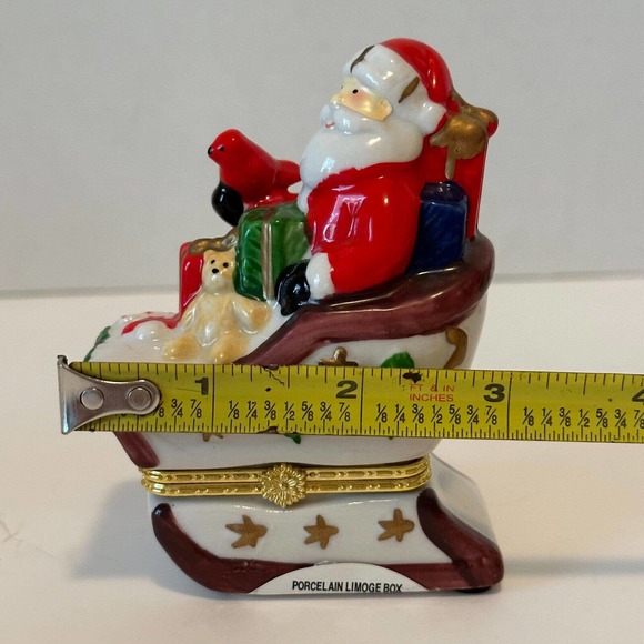 Greenbrier Int Porcelain Santa Claus In Sleigh w/Toys Hinged Trinket Box Holiday - Picture 8 of 10